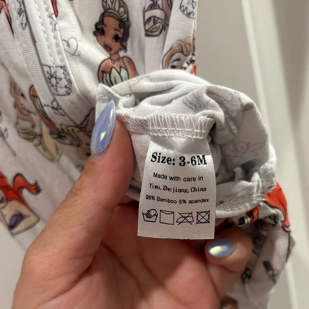 Disney Princess Patterned Baby Shortie Zippy size 3-6 months NWT